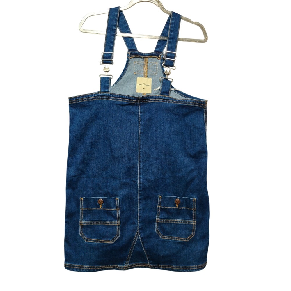 LOVE TRENDS Womens Medium Denim Overall‎ Dress Blue Jean Boho Chic NEW